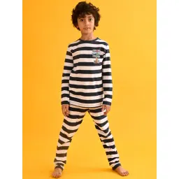 Anthrilo Boys Navy & White Striped Pyjama Set-picture-27