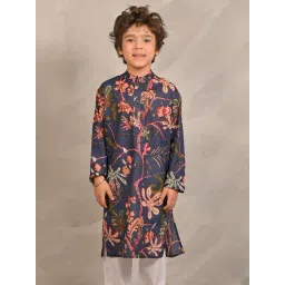 Anthrilo Boys Navy Cotton Regular Fit Printed Kurta-image-36