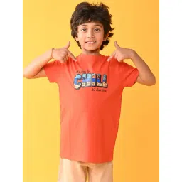 Anthrilo Boys Orange Its Time To Chill Short Sleeve T-Shirt-picture-45