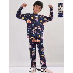 Anthrilo Boys Pack Of 3 Printed Night suit-picture-52