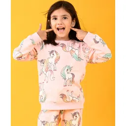 Anthrilo Fleece Full Sleeves Unicorn Star Printed Sweatshirt - Pink-picture-17