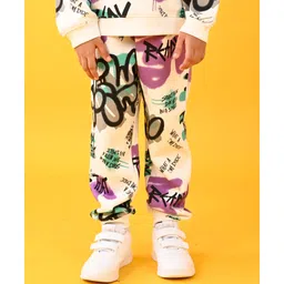 Anthrilo Fleece Text Printed Comfort Fit Girls Jogger - White-picture-12