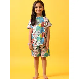 Anthrilo Girls Abstract Printed T-shirt With Shorts-picture-33