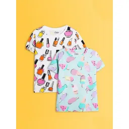 Anthrilo Girls Multi Icecream And Nail Paint T-Shirt Pack of 2-image-28