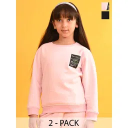Anthrilo Girls Pack Of 2 Round Neck Fleece Sweatshirt-image-12