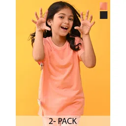 Anthrilo Girls Pack Of 2 SS24 Round Neck Short Sleeves Cotton Regular T-shirt-image-19