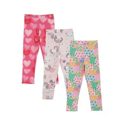 Anthrilo Girls Pack Of 3 Printed Ankle-Length Cotton Leggings-image-35