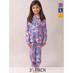 Anthrilo Girls Pack of 3 Solar Dreams,Unicorn Planet,Summer Pop It Long Sleeve Pyjama Set-image-37