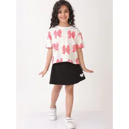 Anthrilo Girls Printed T-shirt with Skirt-picture-17