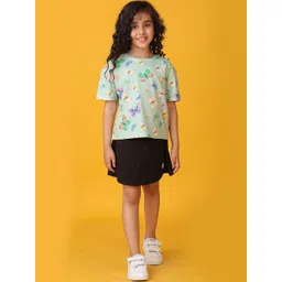 Anthrilo Girls Printed T-shirt with Skirt image 2