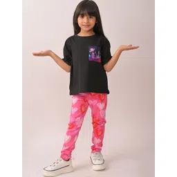Anthrilo Girls Summer Planet Printed Round Neck T-Shirt With Leggings-picture-41