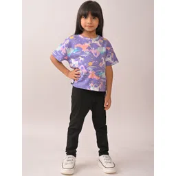 Anthrilo Girls Summer Unicorn Printed Round Neck T-shirt With Leggings-picture-42