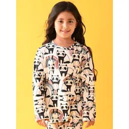 Anthrilo Girls White & Black Printed Night suit-picture-11