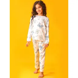 Anthrilo Girls White Cotton Printed Pyjama Set-picture-29