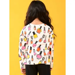 Anthrilo Girls White Printed Full Sleeves T-Shirt image 2