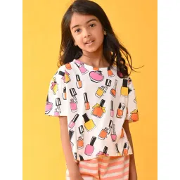 Anthrilo Girls White Summer Nail Paint T-Shirt-picture-18