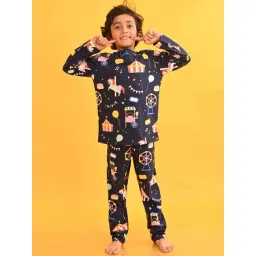 Anthrilo Kids blue Cotton Printed Full Sleeves T-Shirt & Trouser-picture-21