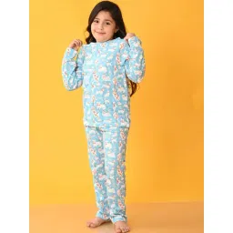 Anthrilo Kids Blue Cotton Printed Full Sleeves T-Shirt & Trouser-picture-16