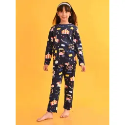 Anthrilo Kids Blue Cotton Printed Full Sleeves T-Shirt & Trouser-picture-13