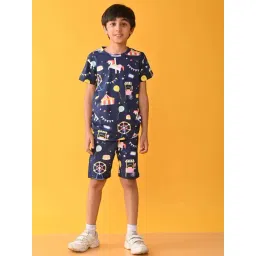 Anthrilo Kids blue Cotton Printed T-Shirt & Short-picture-25