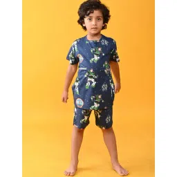 Anthrilo Kids Blue Cotton Printed T-Shirt & Short-picture-32