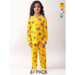 Anthrilo Pack Of 3 Girls Butterfly, Nail Paint And Summer Pop It Long Sleeve Night suits-image-32