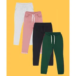 Anthrilo Pack Of 4 Solid Fleece Joggers - Multi Colour-image-30