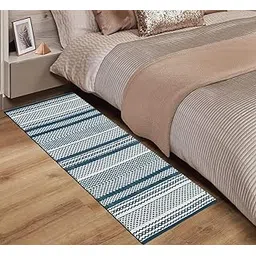 Anti Skid Cotton Runner for Bedroom, Living Room, Kitchen, Balcony, etc. Size- 45X130cm Machine Washable 8MM Thick Green-picture-27