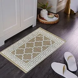 Anti Slip Doormat for Bedroom, Living Room, Kitchen, etc. 2X3 feet, 8 mm Thick, Pure Cotton, Anti Skid Washable Floor Mat, Color- Beige-picture-32