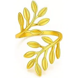 Anti-Tarnish Adjustable Golden Leaf Ring for Women | Fancy Stainless Steel Nature-Inspired Jewelry | Hypoallergenic, Waterproof & Everyday-picture-20