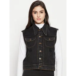 Antimony Women Washed Denim Jacket with Patchwork-picture-18