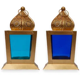 antique collection Blue, Gold Iron Hanging Lantern-picture-15