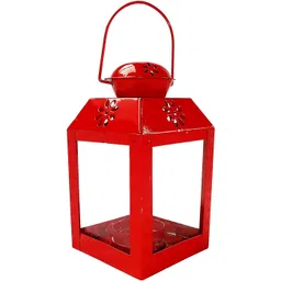 antique collection Sweetheart Decorative Hanging Lantern/Lamp with t-Light Candle Red Iron Hanging Lantern-picture-42