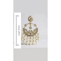 ANTIQUE JEWELLERY Women Gold-Plated Alloy Artificial Stones and Beads Earrings image 5