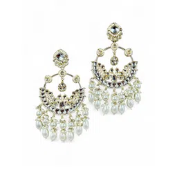 ANTIQUE JEWELLERY Women Gold-Plated Alloy Artificial Stones and Beads Earrings image 3