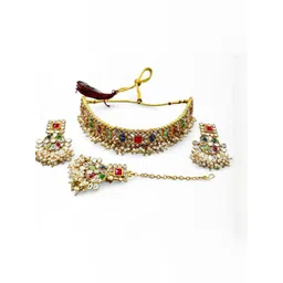 ANTIQUE JEWELLERY Women Multiolor Beaded Gold Plated Jewellery Set-picture-21