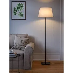ANTIQUEMPORIUM Floor Lamp Standing Modern Black 5ft Height Off White Lamp Shade 12 inches-picture-17