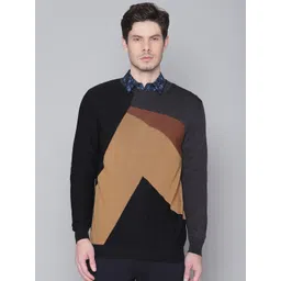 Antony Morato Men Brown & Black Colourblocked Pullover-picture-10