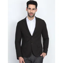 Antony Morato Men Brown Solid Slim-Fit Single-Breasted Pure Cotton Blazer image 1