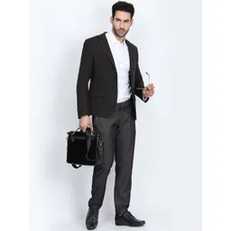 Antony Morato Men Brown Solid Slim-Fit Single-Breasted Pure Cotton Blazer image 5