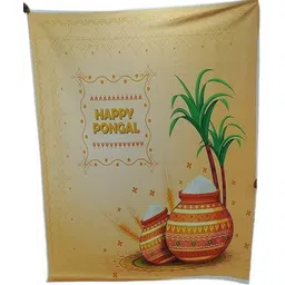 anu Sankranthi Pongal Design Backdrop Cloth (Washable, 6 Feet H x 5 Feet W) Curtain Fabric-picture-14