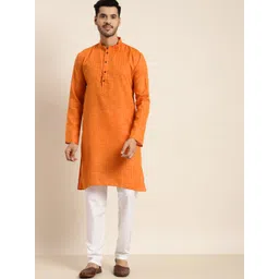 Anug by SOJANYA Men Orange Kurta with Churidar-image-30