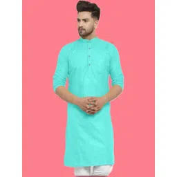 ANUJ FASHION Men Blue Mandarin Collar Straight Kurta-picture-22