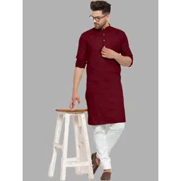 ANUJ FASHION Men Maroon Mandarin Collar Kurta-picture-23