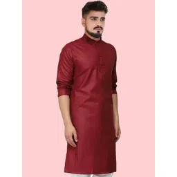 ANUJ FASHION Men Maroon Solid Cotton Blended Kurta-picture-39