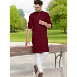 ANUJ FASHION Men Maroon Solid Kurta-picture-31