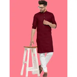 ANUJ FASHION Men Maroon Solid Kurta-picture-36