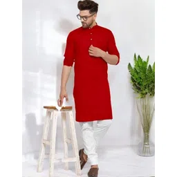 ANUJ FASHION Men Red Solid Kurta-picture-31