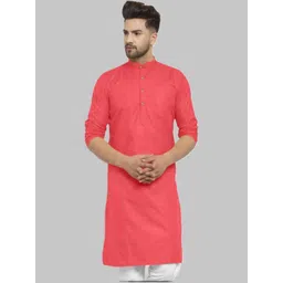 ANUJ FASHION Men Red Solid Mandarin Collar Festive Ethnic Kurta-picture-13