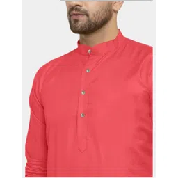 ANUJ FASHION Men Red Solid Mandarin Collar Long Sleeves Ethnic Kurtas image 2